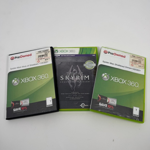 Microsoft Other - Xbox 360 Game Lot 3 Skyrim Legendary Spider-Man Shattered Dimensions Untested